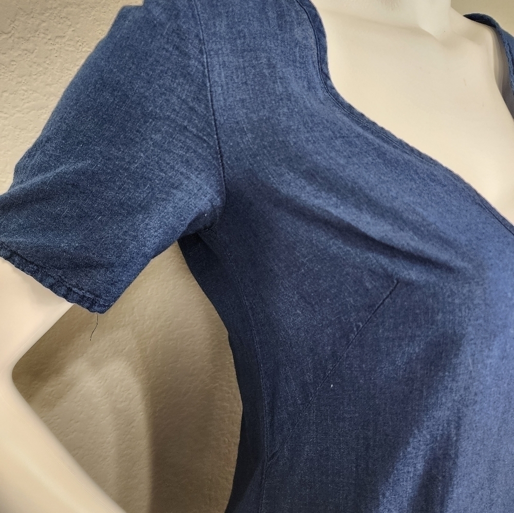 Zara Trafaluc Blue Denim Shirt Sleeve Dress Size XS - Picture 7 of 14